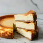 A carnivore cheesecake with a creamy, dense texture, sliced cleanly and stacked on a white marble countertop (2)